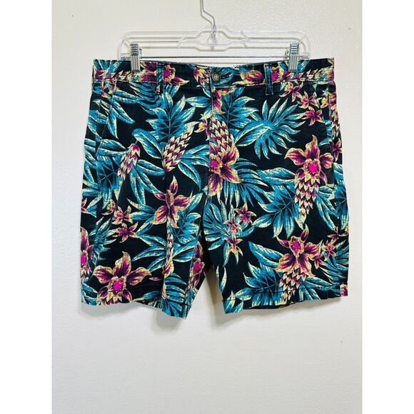 George Men's Tropical Bermuda Shorts Size 36 Flat Front Slash Pockets - Picture 1 of 3